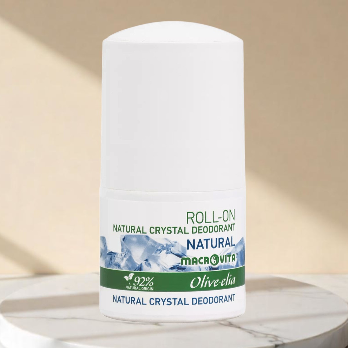 Olive.elia Naturkristall Deo Roll-on Natural | 24h Schutz - Parfümfrei