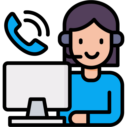 Symbol eines Callcenters mit einer Frau, die an einem Computer arbeitet, repr&auml;sentiert den Onlineshop Macroviva der Marken Macrovita &amp; Olive-elia